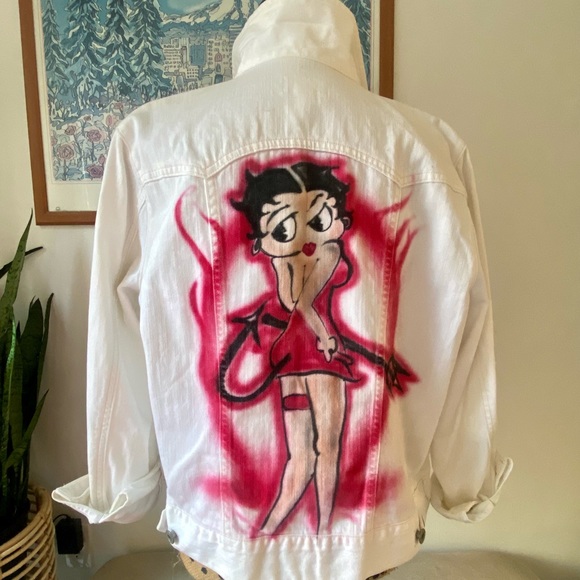 Custom airbrush Betty Boop Gap jacket - Picture 3 of 10